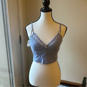 Light Blue Tank with Lace Detail